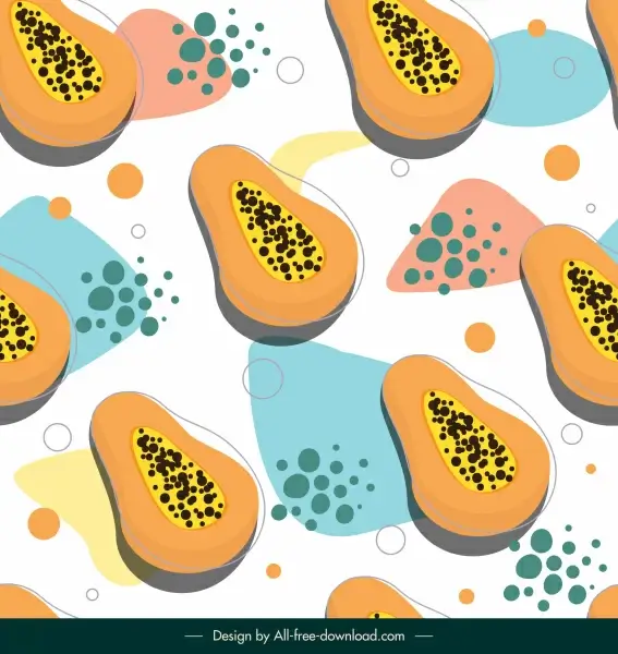 papaya pattern template bright flat classical handdrawn repeating