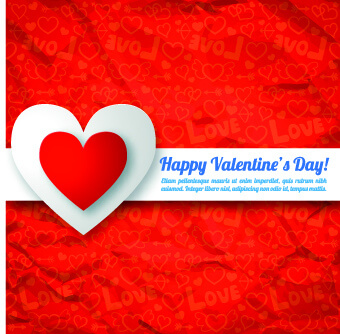 paper heart valentine day vector background