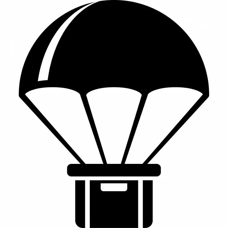 parachute box sign icon flat black white outline