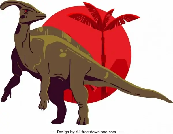 parasaurolophus dinosaur icon colored cartoon character sketch
