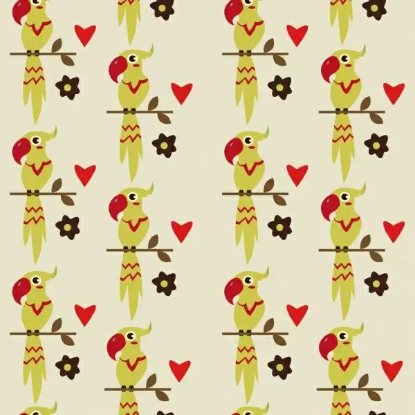 parrot background colored repeating design
