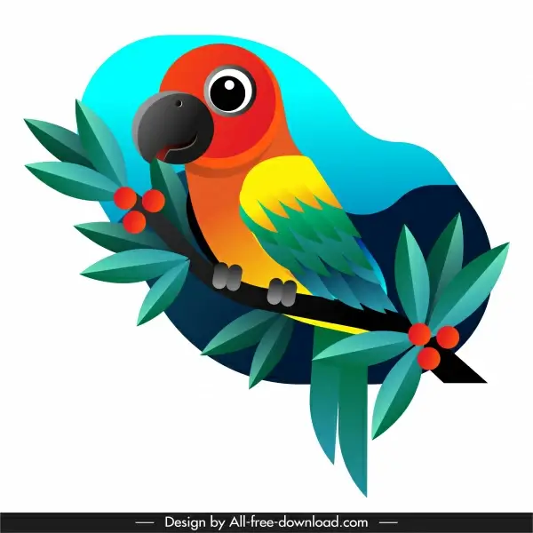 parrot painting colorful flat sketch