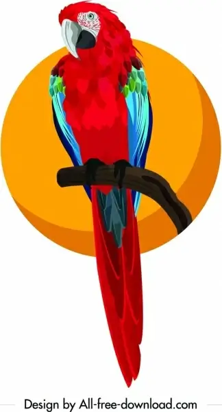 parrot painting colorful icon cartoon design