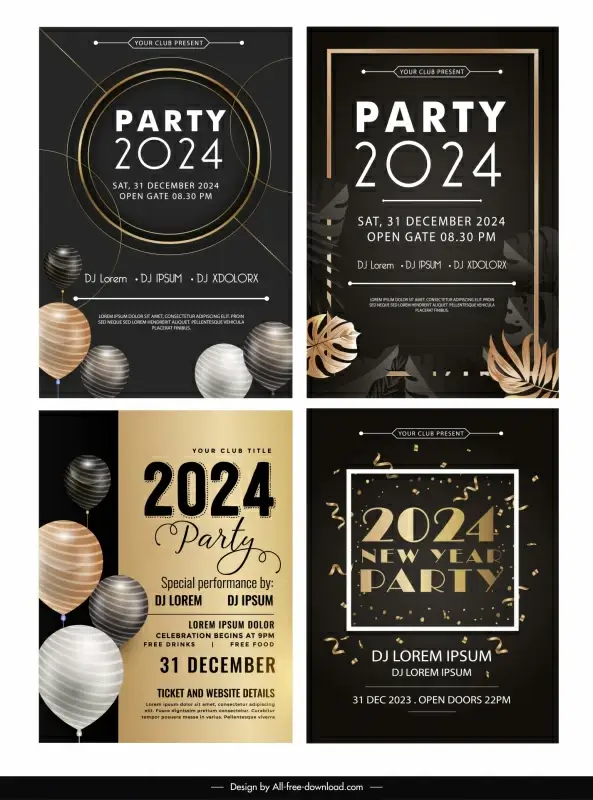 party 2024 banner templates elegant modern dark