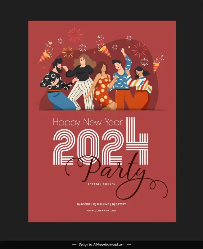 party 2024 poster template dynamic cartoon