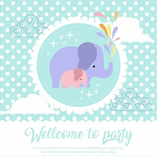 party banner elephants icon multicolored flat decor