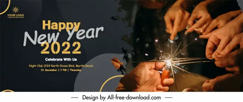 party new year facebook cover template closeup hands fireworks sketch