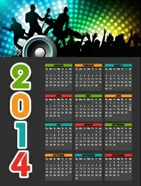 party style14 calendar vector