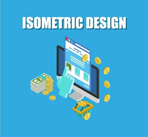 pay per click isometric design infographic