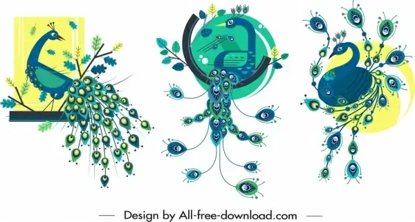 peacock icons colorful classical decor