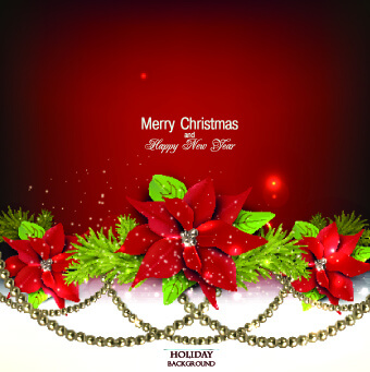 pearls and flowers christmas vector background