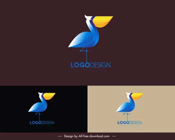 pelican logo template colorful flat design