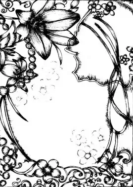 pen drawing style flower border clip art