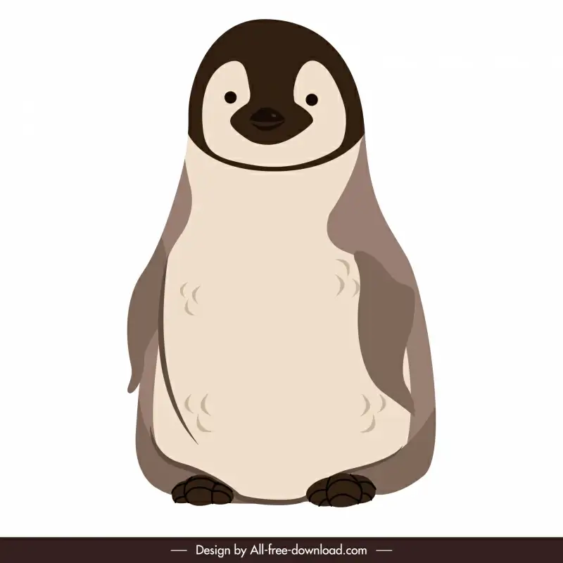 penguin animal icon cute flat cartoon sketch