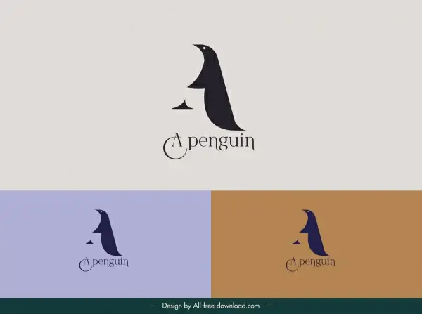 penguin logo template simple flat sketch