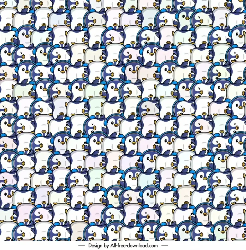penguin pattern template flat cute cartoon doodle layout 