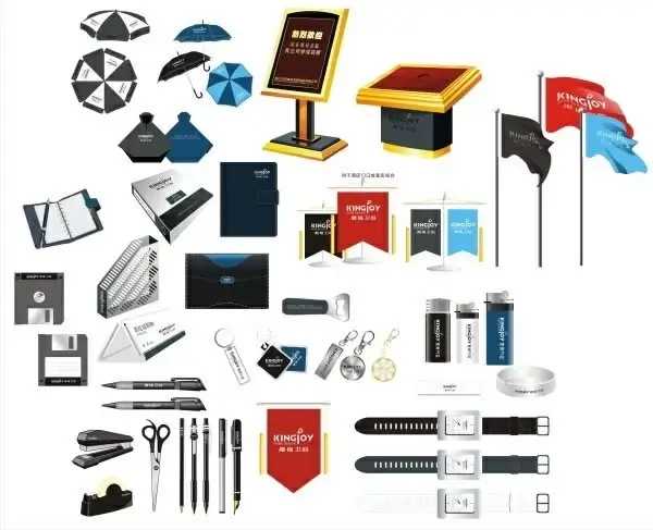 object icons collection modern colored 3d design
