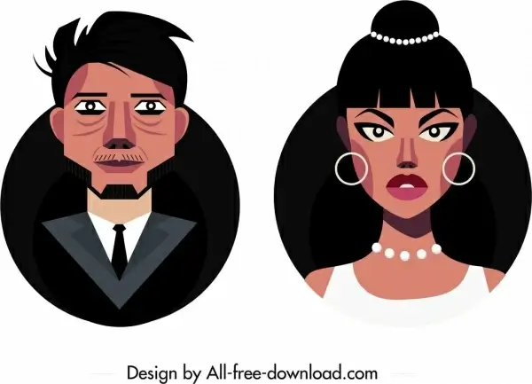people avatar templates man woman icons cartoon characters