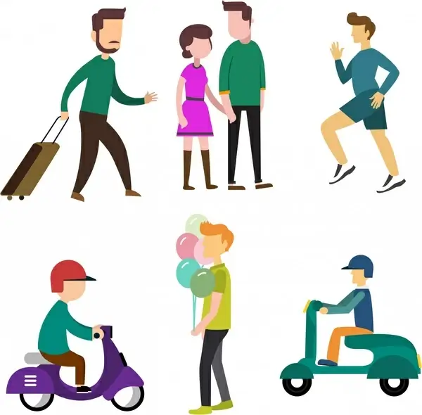 people icons design various activities styles in colors