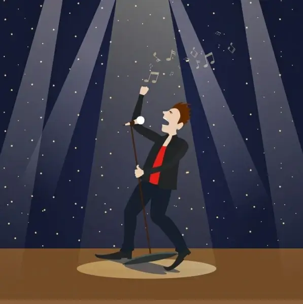 performing male singer icon modern spotlight stage background