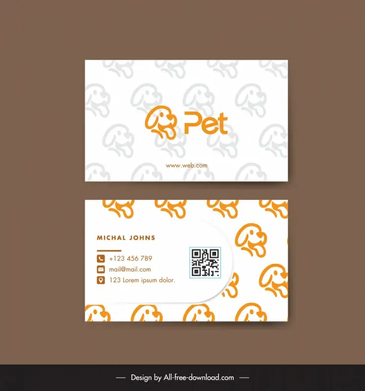 pet shop business card template cute handdrawn dogs heads