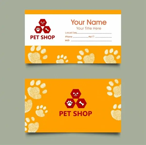 pet shop name card templates footprints decoration