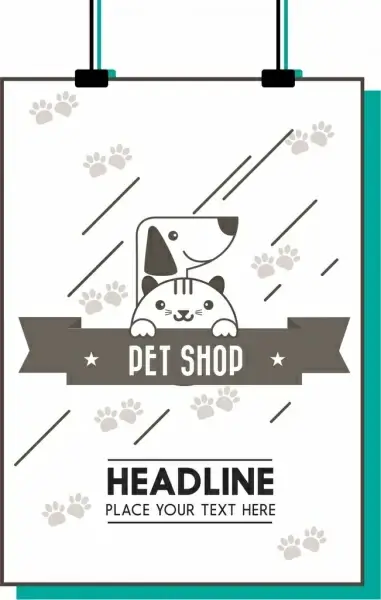 pet shop promotion poster dog cat footprints decoration
