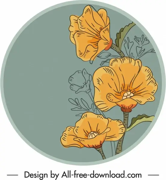 petals label template handdrawn classic outline