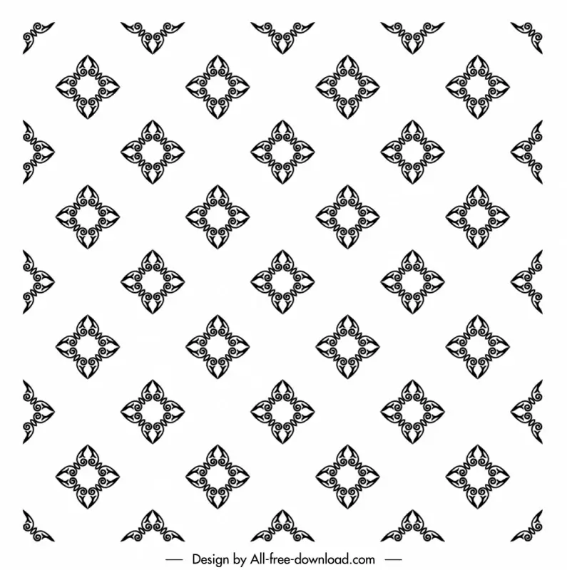 petals pattern template black white classic repeating symmetry sketch