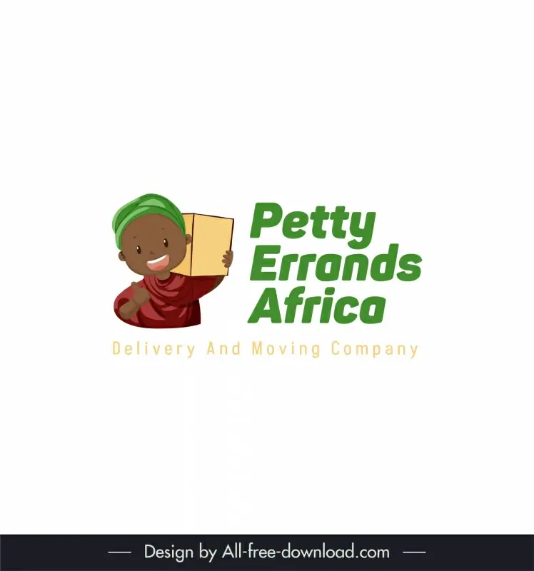 petty errands africa delivery logotype cute male shipper cartoon sketch