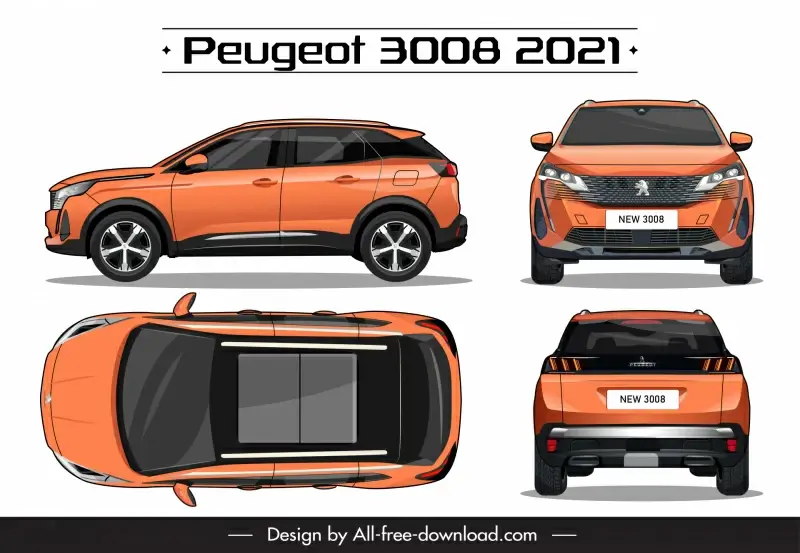 peugeot 3008 2021 car model advertising template modern different views design 