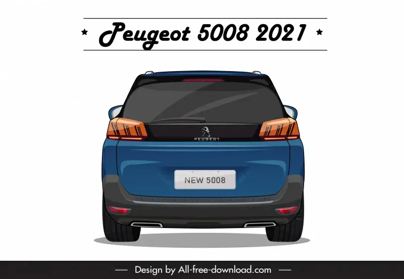 peugeot 5008 2021 car model icon modern symmetric back view design