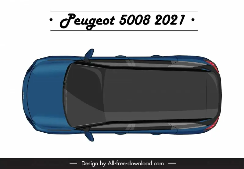 peugeot 5008 2021 car model icon modern symmetric top view design 