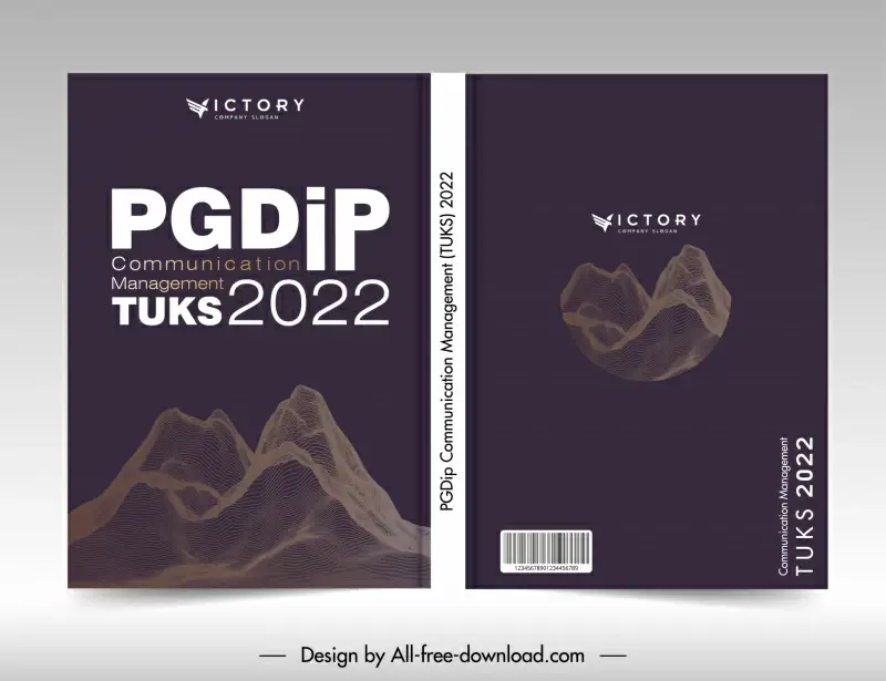 pgdip communication management tuks 2022 book cover template 3d mountain planet outline