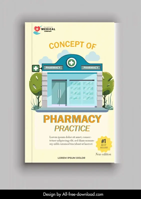 pharmacy book cover template modern flat elegant decor
