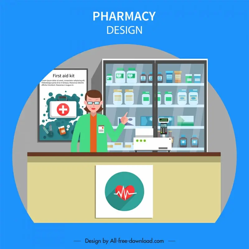 pharmacy design element cartoon sketch