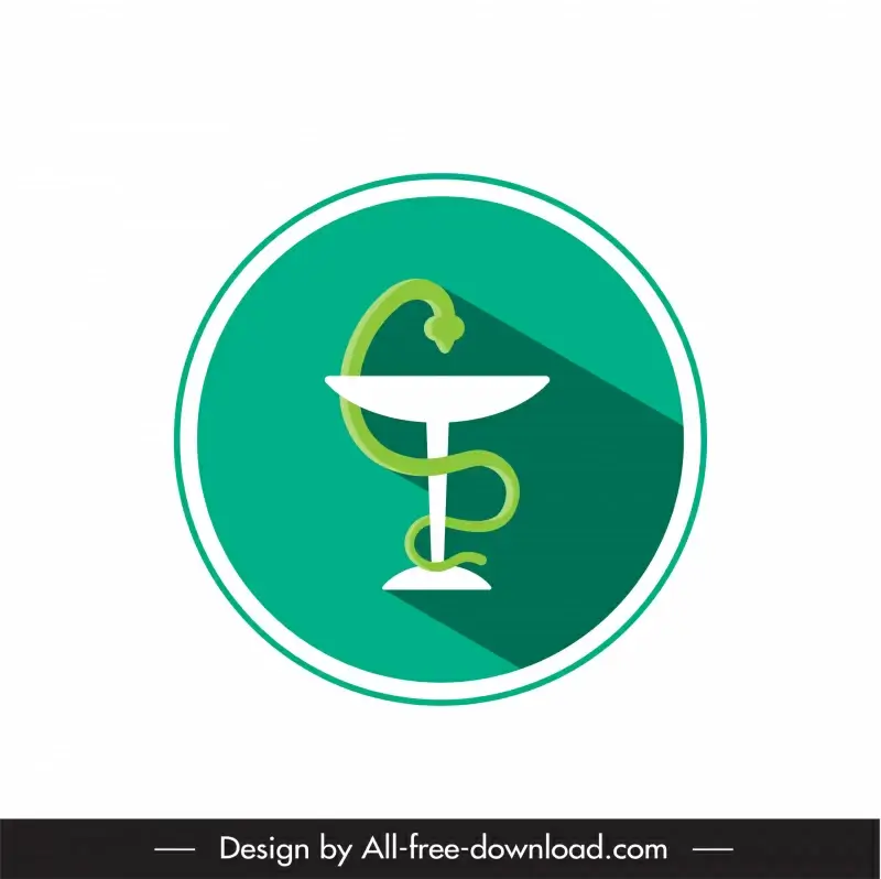 pharmacy symbol logo template circle isolated snake glass sketch
