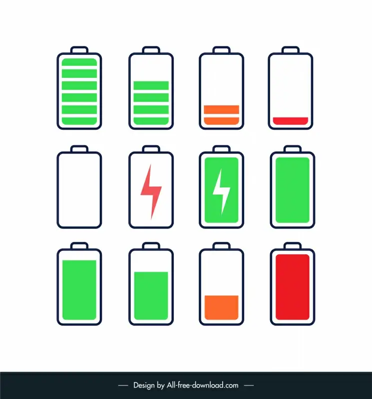 phone battery design elements flat charge status sketch