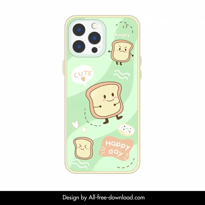 phone case label template cute stylized bread