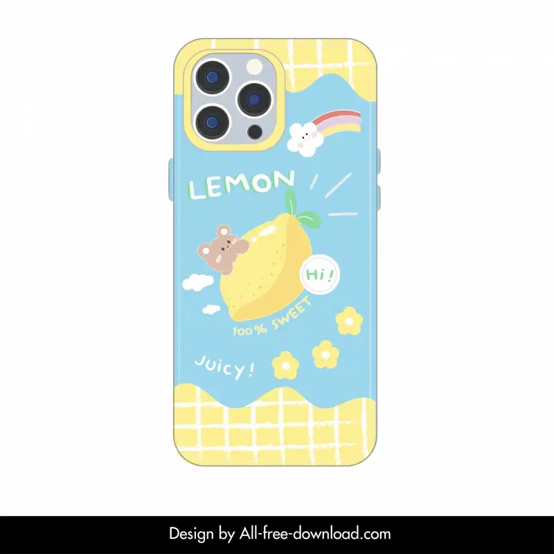 phone case template lovely sky elements lemon design