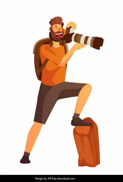 photographer icon colored cartoon character sketch