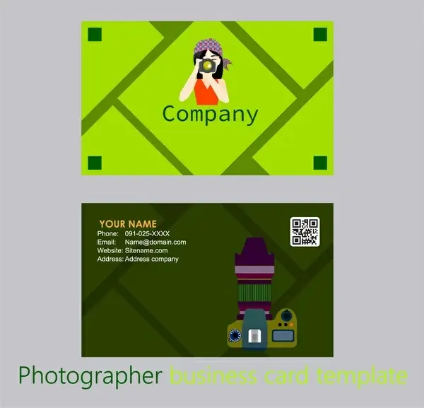 photographer name card design cameraman and tool illustration