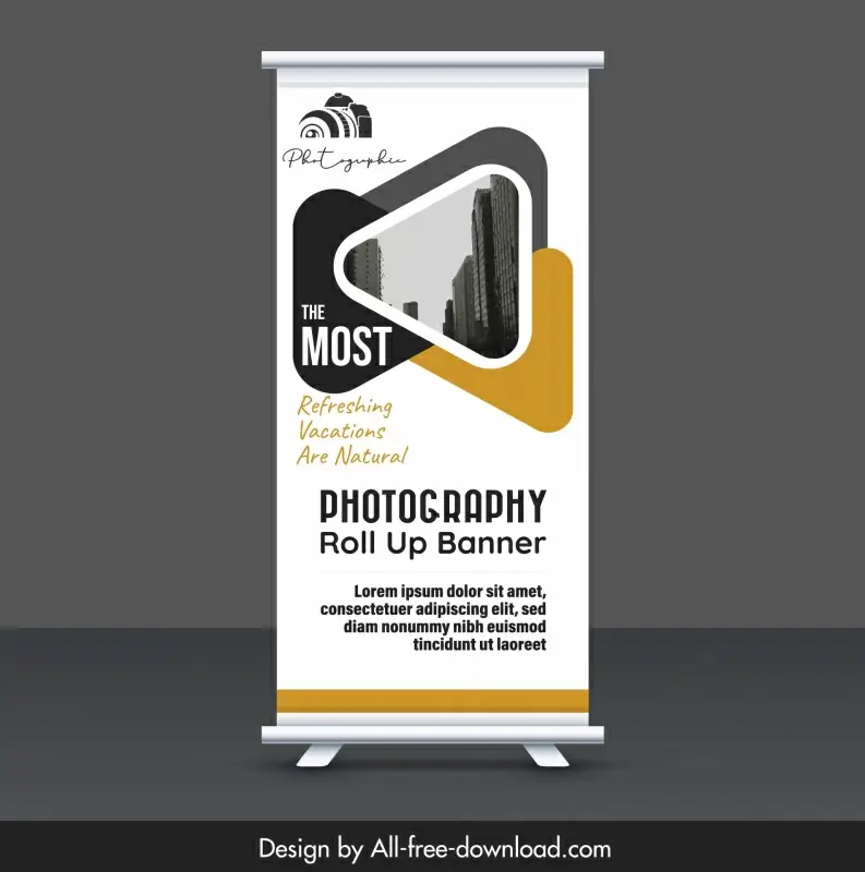 photography roll up banner template elegant triangle city scene 