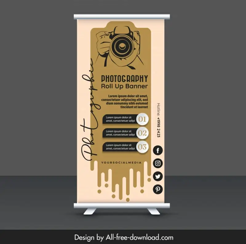 photography roll up banner template flat classic shooting camera 