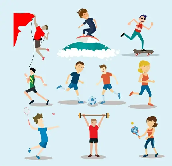 physical activities vector illustration with outdoor sports