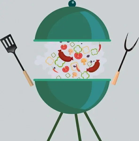 picnic background barbecue food utensils icons