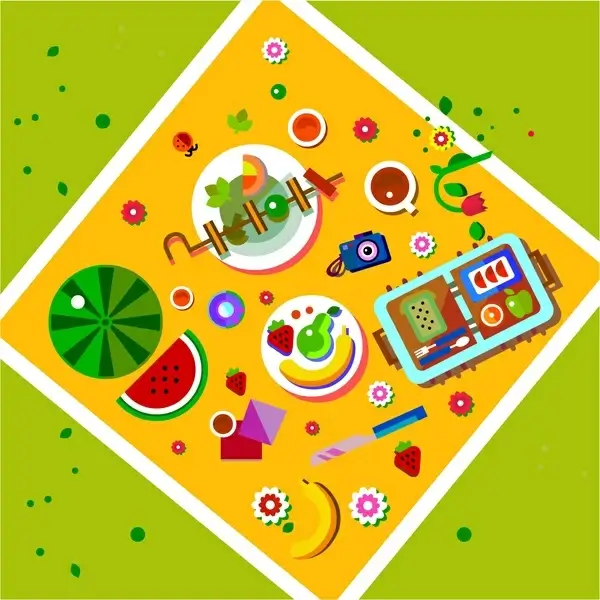 picnic concept design with food decoration from height