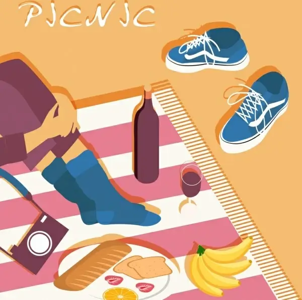 picnic poster food tablecloth relaxed human icons