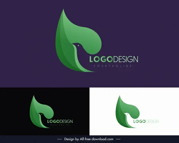 pigeon logotype green abstract silhouette decor