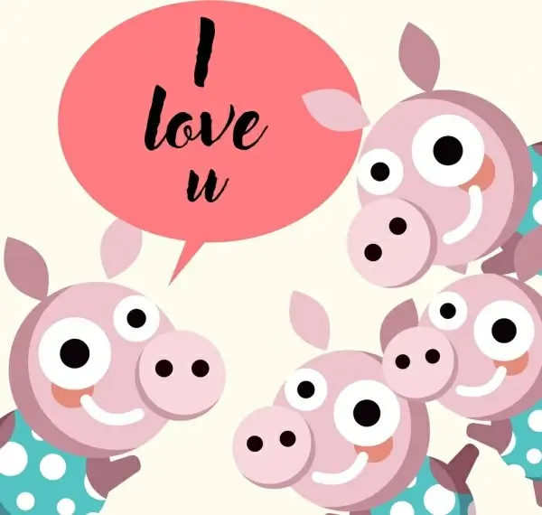 pigs background cute funny icons